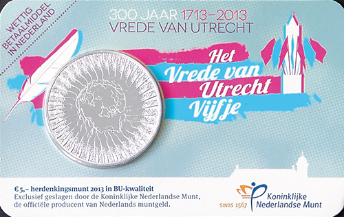 Vrede van Utrecht Vijfje 2013 Coincard BU